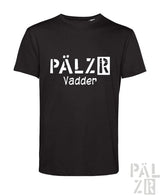 Schwarzes männer t-shirt mit kurzen ärmeln und weißem pälzr vadder grafikdruck verschiedene farben