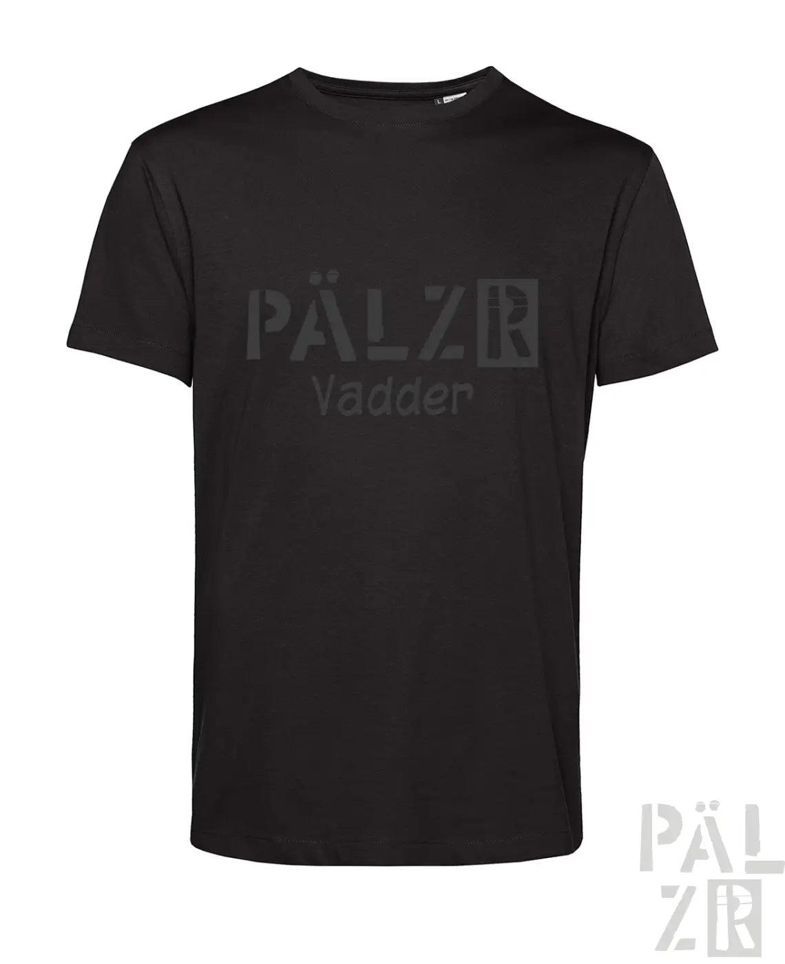 Schwarzes kurzarm t-shirt männer mit ausgebleichtem grauem pälzr vadder logo auf der brust