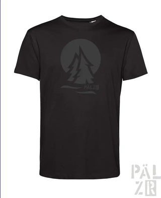 Schwarzes T-Shirt mit Baum-Design, Pälzir-Marke.