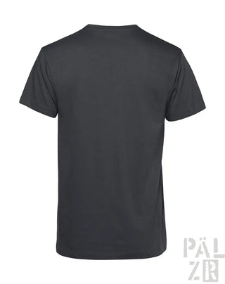 Kohle-graues T-Shirt mit kurzen Ärmeln und Rundhals, aus Baumwolle.