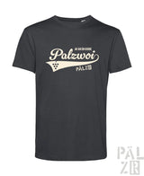 Schwarzes männer t-shirt aus baumwolle mit creamfarbenem palzwoi schriftzug und traubenillustrationen verschiedene farben