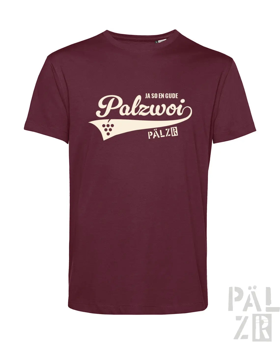 Maroon herren t-shirt mit cremefarbigem vintage palzwoi grafik und traubenmotiv in verschiedenen farben