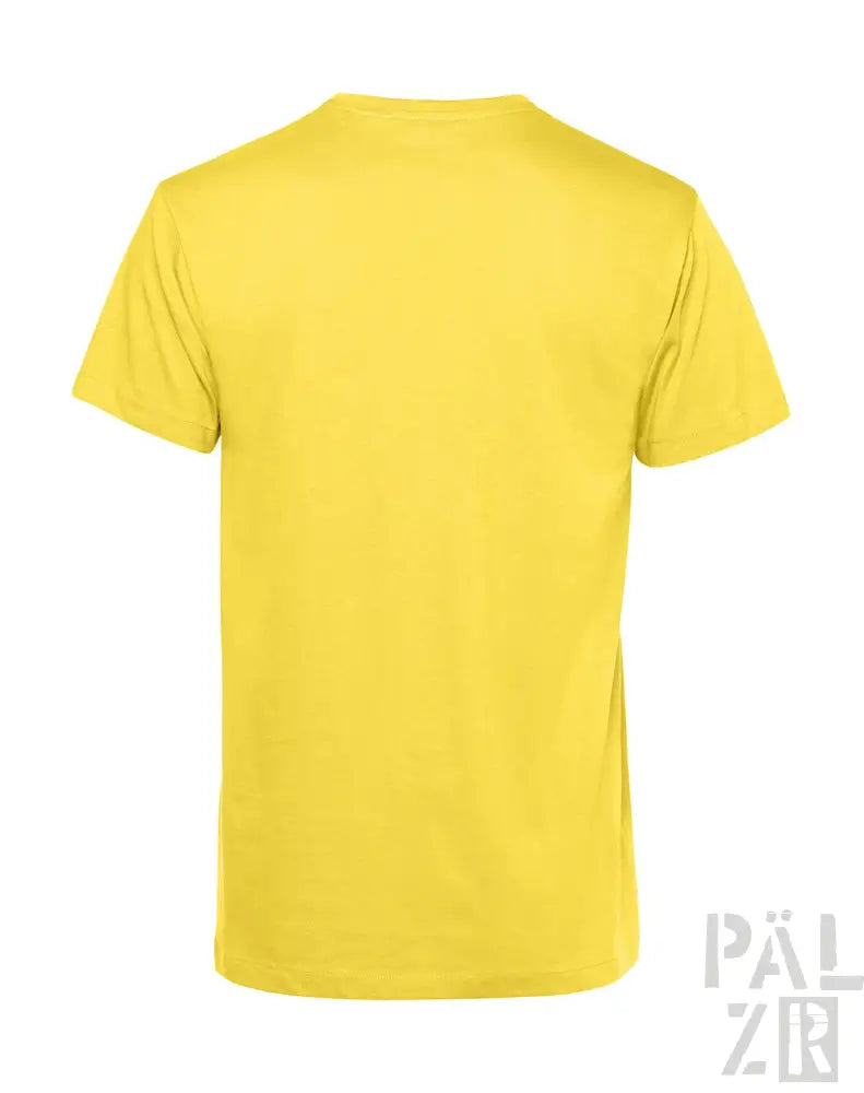 Gelbes T-Shirt mit Rundhals und kurzen Ärmeln, aus Baumwolle.