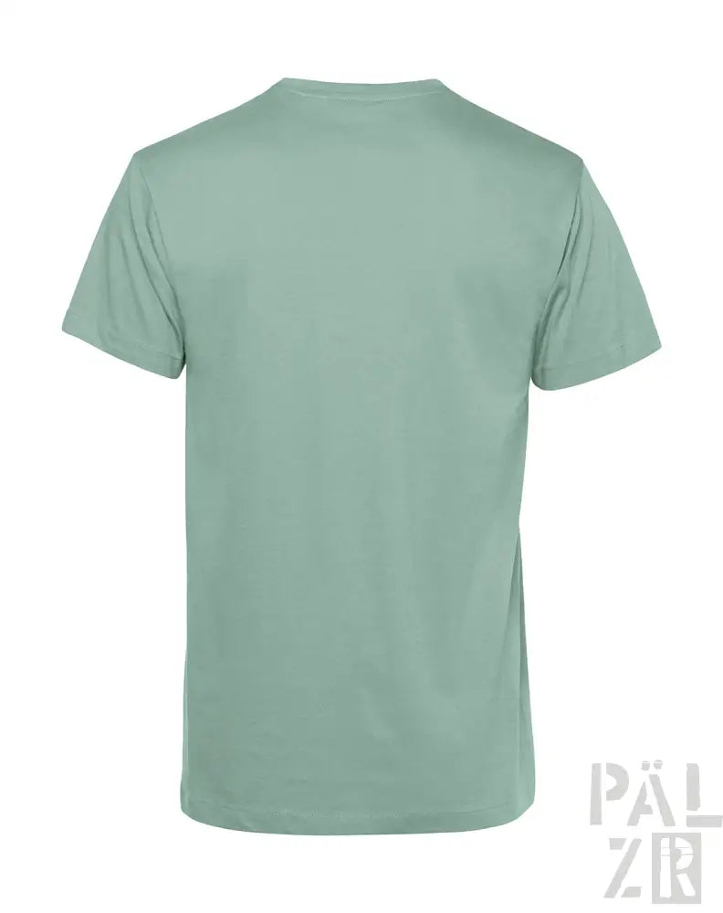 Minzgrünes T-Shirt mit kurzen Ärmeln und Rundhals, aus Baumwolle gefertigt.