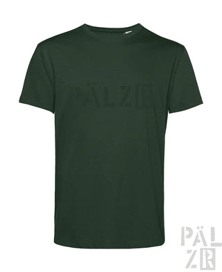 Dunkelgrünes T-Shirt mit kurzen Ärmeln und Rundhals, aus Baumwolle.