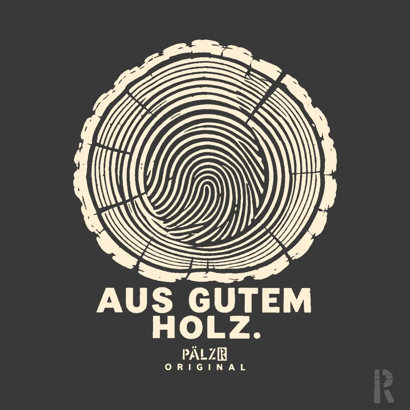 Creamfarbens männer zipper mit stilisiertem baumring und fingerprint muster aus gutem holz design