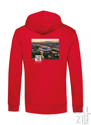 Roter herren zipper mit druck des fritz-walter-stadions und weißem text in verschiedenen farben verfügbar