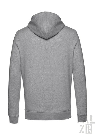 Hellgrauer Hoodie mit Kordelzugkapuze und gerippten Bündchen.