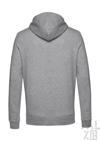 Hellgrauer Hoodie mit Kordelzugkapuze und gerippten Bündchen.