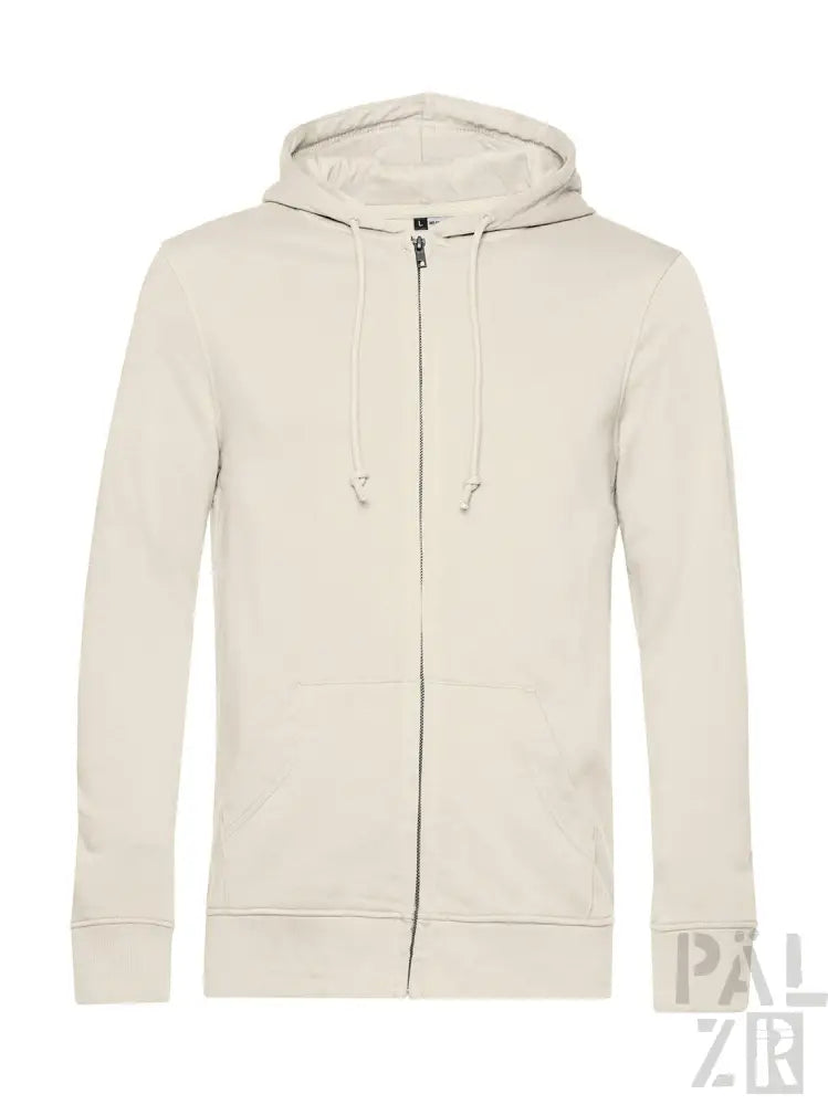 Off-white Kapuzen-Sweatshirt mit Reißverschluss, Kordelzügen und Kapuze, aus Baumwolle gefertigt.