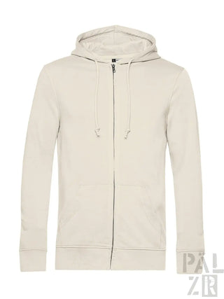 Off-white Kapuzen-Sweatshirt mit Reißverschluss, Kordelzügen und Kapuze, aus Baumwolle gefertigt.