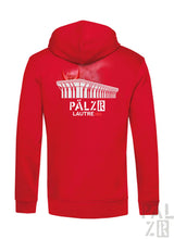 Roter zipper herrenpullover mit weißem palais lausanne grafik und pälz r lautre 1900 aufdruck