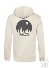 Beige pälzr zipper hoodie mit dunklem grauem kreisgrafikdesign sterne mond bäume männer sternegugger verschiedene farben