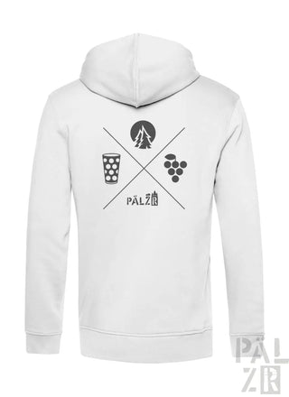 Weißer zip-hoodie männer mit schwarzem wald und woi grafikdesign aus Baumwolle in verschiedenen Farben