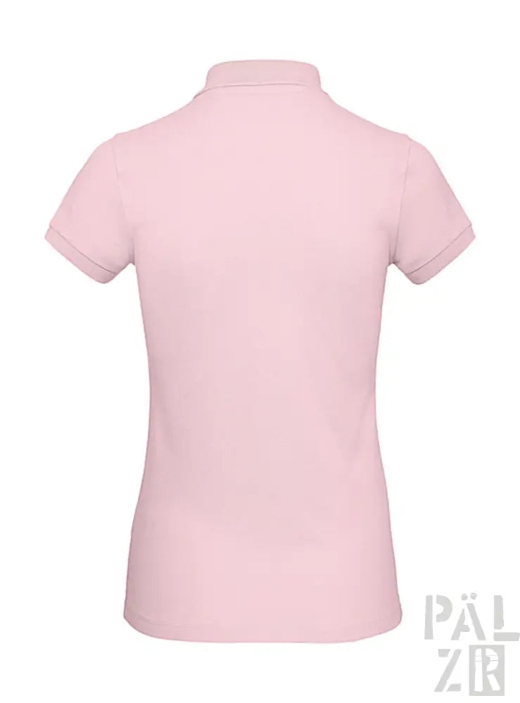 Hellrosa Poloshirt mit kurzen Ärmeln und Kragen.