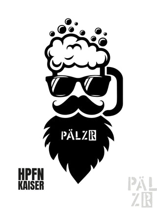 Schwarzer Hipster-Bierkrug mit Sonnenbrille- und Bart-Design