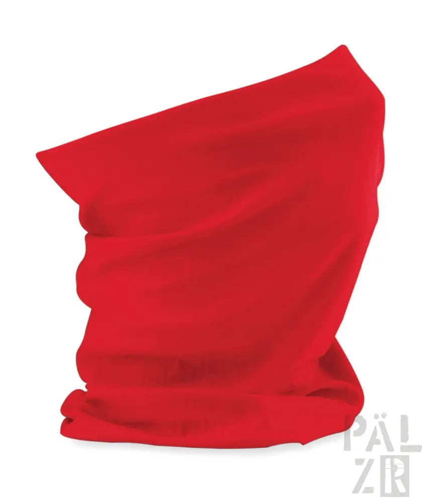 Roter Halswärmer mit glatter Textur und elastischen Rändern.