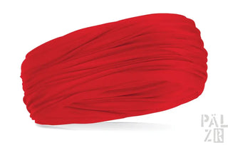 Roter Turban-Stirnband mit geplissiertem Design und elastischem Band.