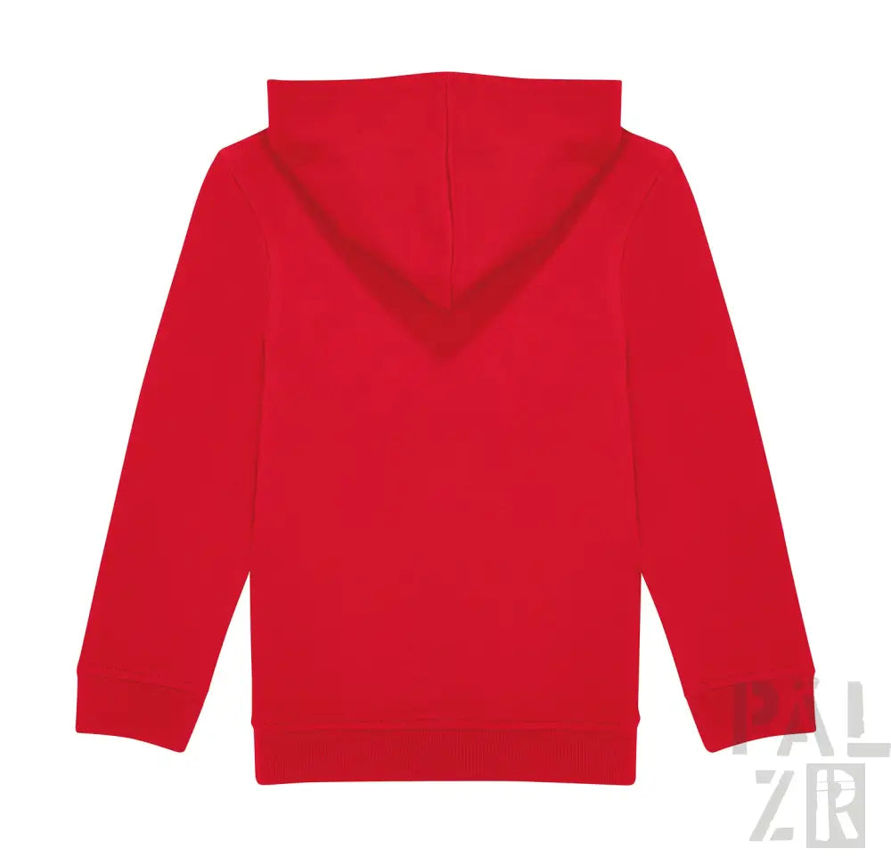 Rote Kapuzen-Sweatshirt mit langen Ärmeln und gerippten Bündchen.