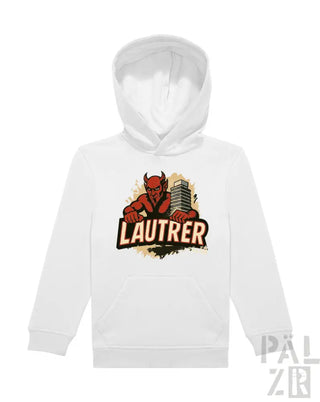 Weiße Hoodie mit Teufel-Design und ’lautrer’-Text.