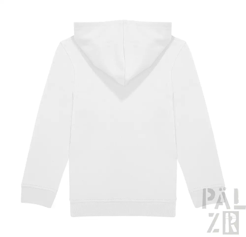 Weißer paelzr kinder hoodie mit weichem glattem stoff und gerippten bündchen und saum in verschiedenen farben