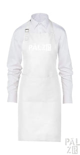 Weiße Schürze mit ’gewaschen’-Textdesign, wahrscheinlich aus Baumwolle oder Polyester-Mischung.