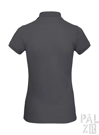 Dunkelgraues Poloshirt mit kurzen Ärmeln und Kragen, aus Baumwolle.