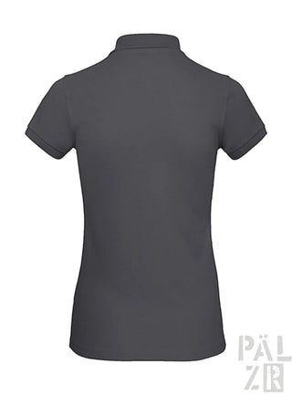 Dunkelgraues Poloshirt mit kurzen Ärmeln und Kragen, aus Baumwolle.