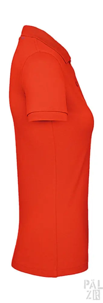 Oranges Poloshirt mit kurzen Ärmeln und Kragen, aus Baumwolle gefertigt.