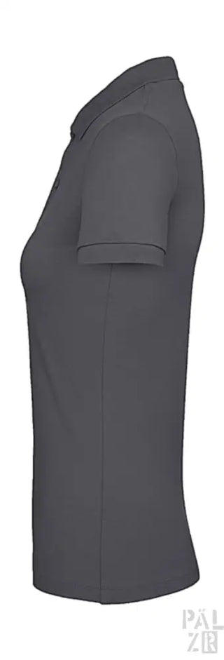 Dunkelgraues Poloshirt mit kurzen Ärmeln und Kragen, aus Baumwolle.