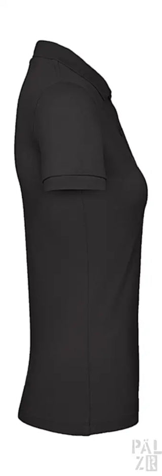 Schwarzes Poloshirt mit kurzen Ärmeln und Kragen, aus Baumwolle.