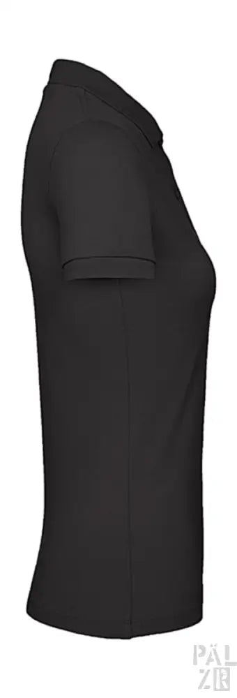 Schwarzes Poloshirt mit kurzen Ärmeln und Kragen, aus Baumwolle.