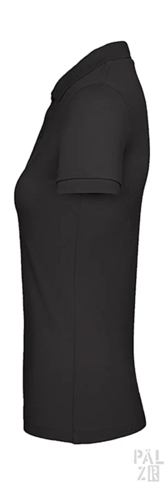 Schwarzes kurzärmeliges Poloshirt mit Taschen-Detail.