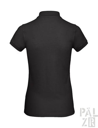 Schwarzes Poloshirt mit kurzen Ärmeln und Kragen, aus Baumwolle.