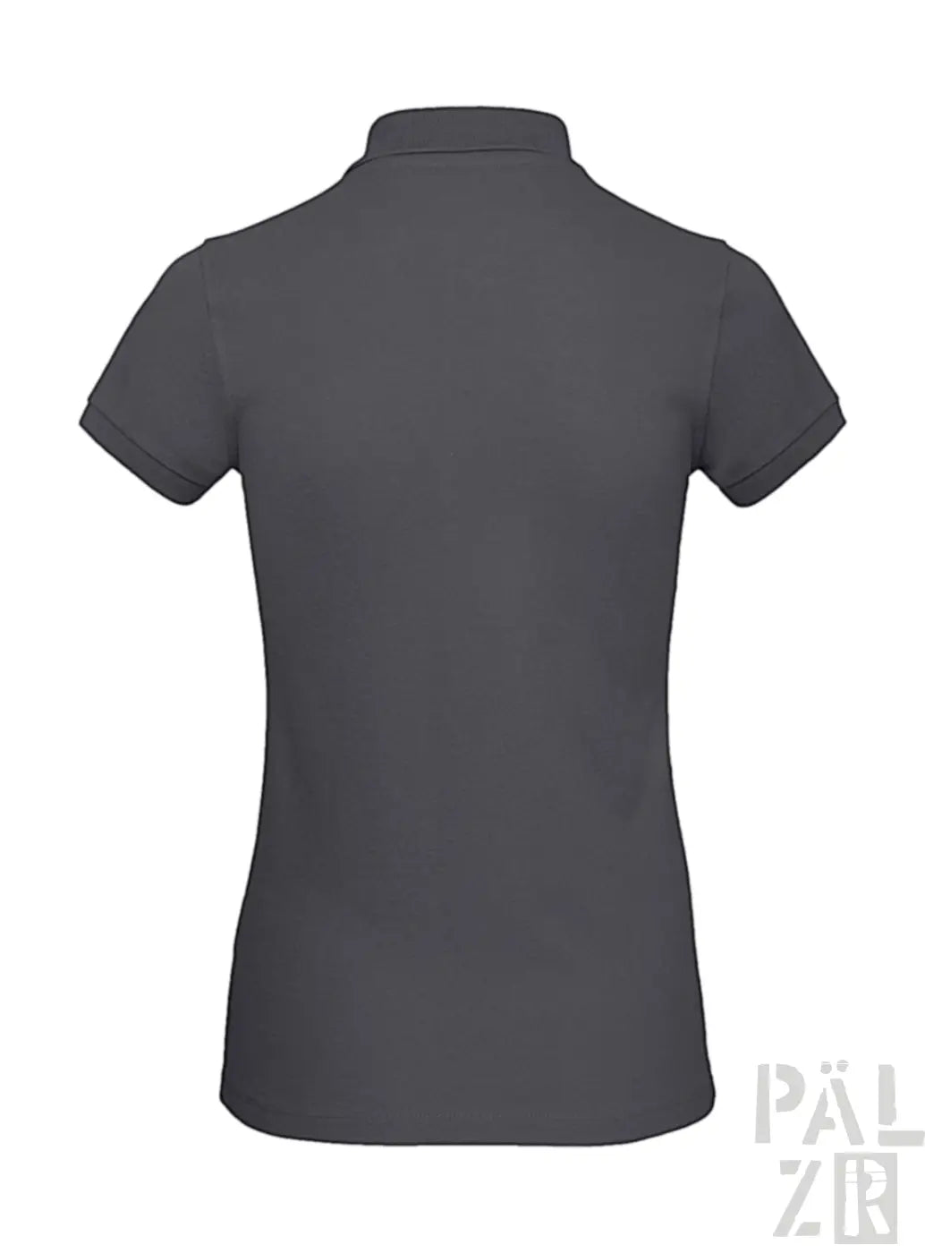 Dunkelgraues Poloshirt mit kurzen Ärmeln und Kragen, aus Baumwolle gefertigt.