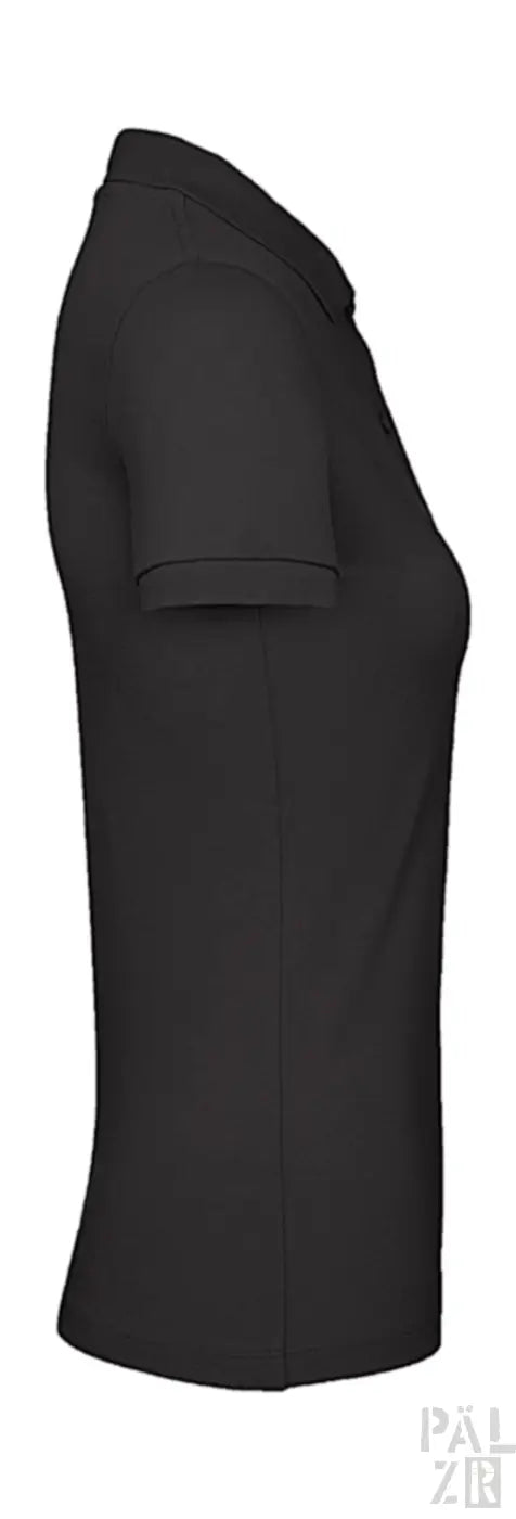 Schwarzes Poloshirt mit kurzen Ärmeln und Kragen, aus Baumwolle.