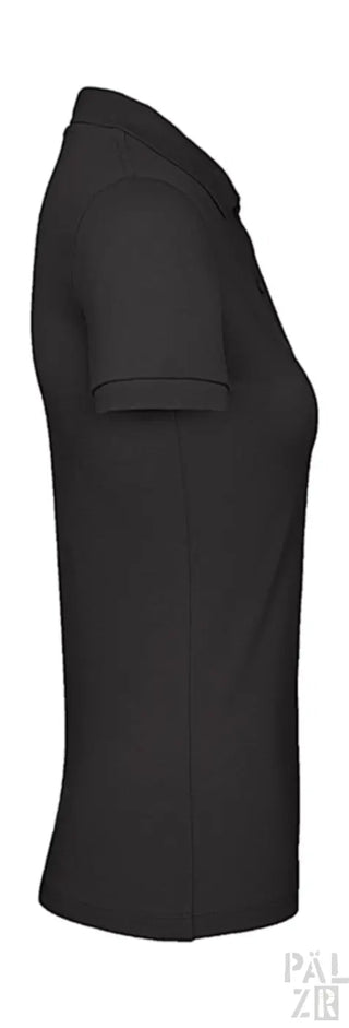 Schwarzes Poloshirt mit kurzen Ärmeln und Kragen, aus Baumwolle.