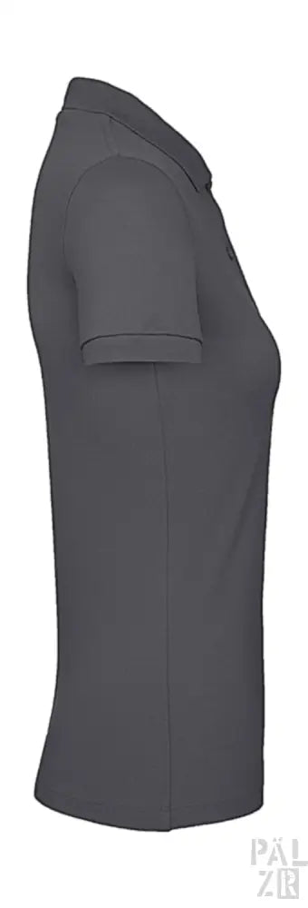 Kohle-graues Poloshirt mit kurzen Ärmeln und Kragen.