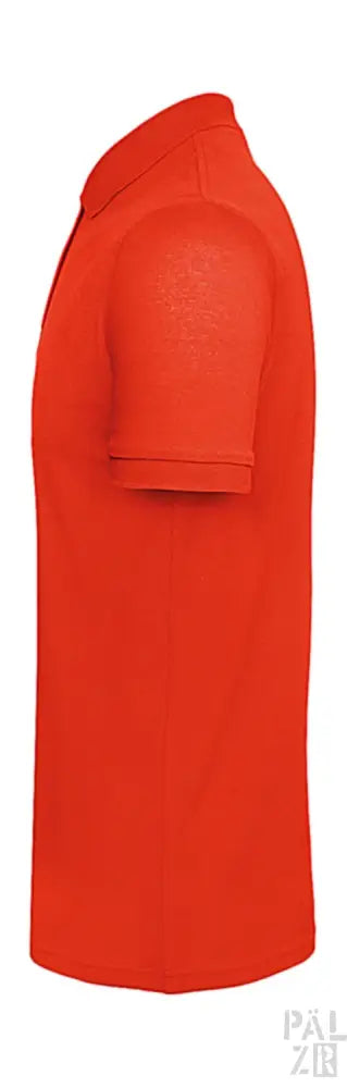 Oranges Poloshirt mit kurzen Ärmeln und Kragen, aus Baumwolle.