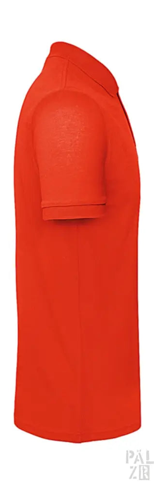 Orange Polo-Shirt mit kurzen Ärmeln und Kragen, aus Baumwolle.