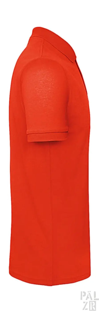 Orange Polo-Shirt mit kurzen Ärmeln und Kragen, aus Baumwolle.