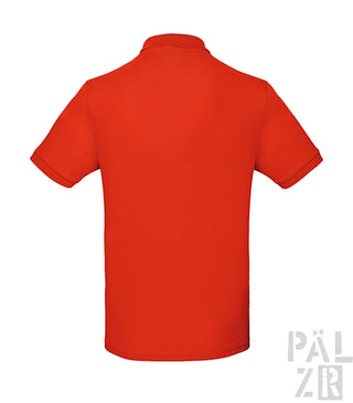 Rotes Poloshirt mit kurzen Ärmeln und Kragen, aus Baumwolle.