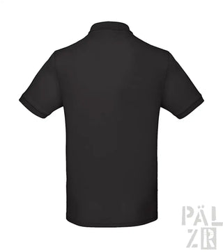 Schwarzes Poloshirt mit kurzen Ärmeln und Kragen, aus Baumwolle.