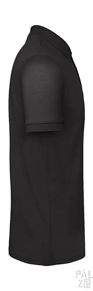 Schwarzes Poloshirt mit kurzen Ärmeln und geripptem Kragen, aus Baumwolle.