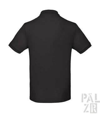 Schwarzes Poloshirt mit kurzen Ärmeln und Kragen, aus Baumwolle.