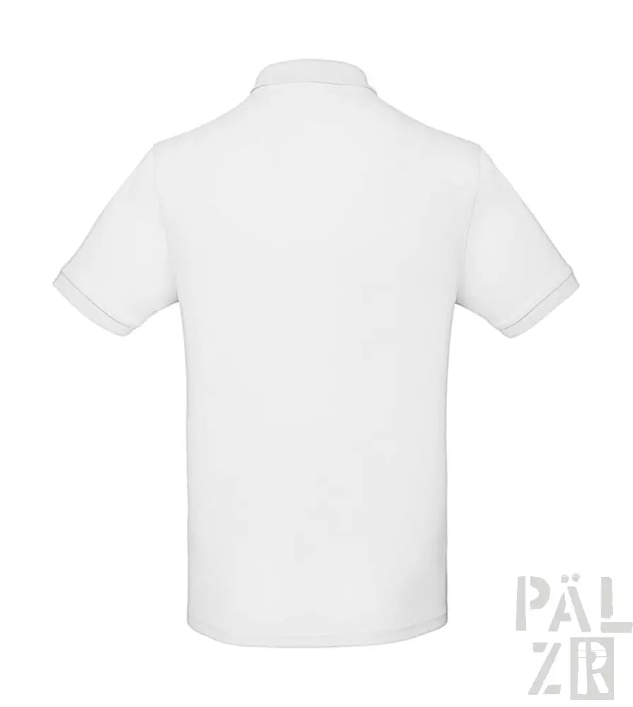 Weißes Poloshirt mit kurzen Ärmeln und Kragen, aus Baumwolle gefertigt.