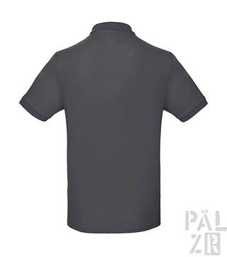 Kohle-graues Poloshirt mit kurzen Ärmeln und Kragen, aus Baumwolle.