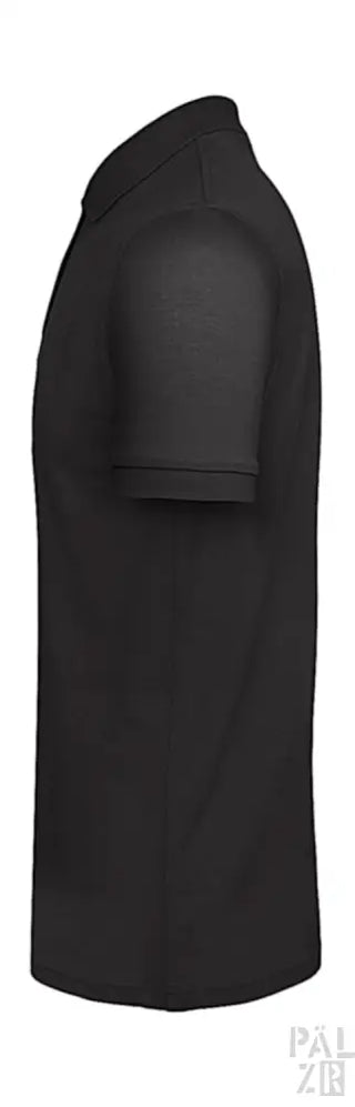 Schwarzes Poloshirt mit Kontrastkragen und Ärmeldetails, aus Polyester.