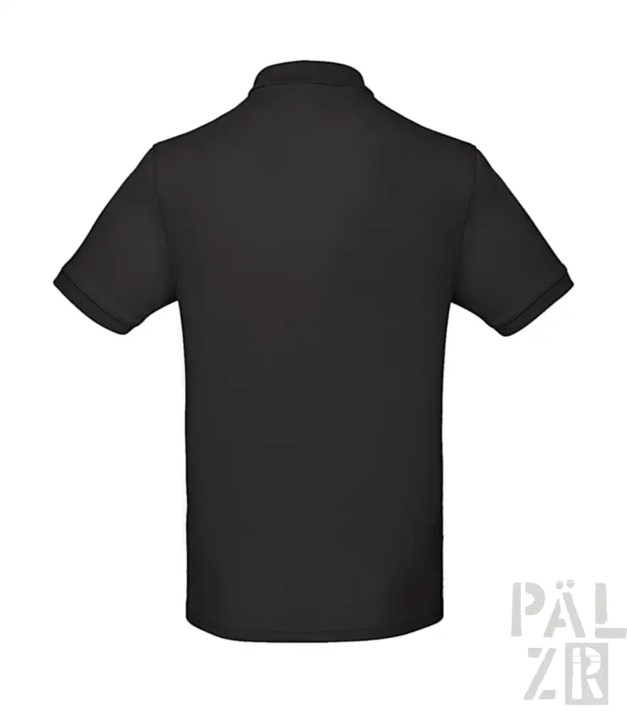 Schwarzes Poloshirt mit kurzen Ärmeln und Kragen, aus Baumwolle.