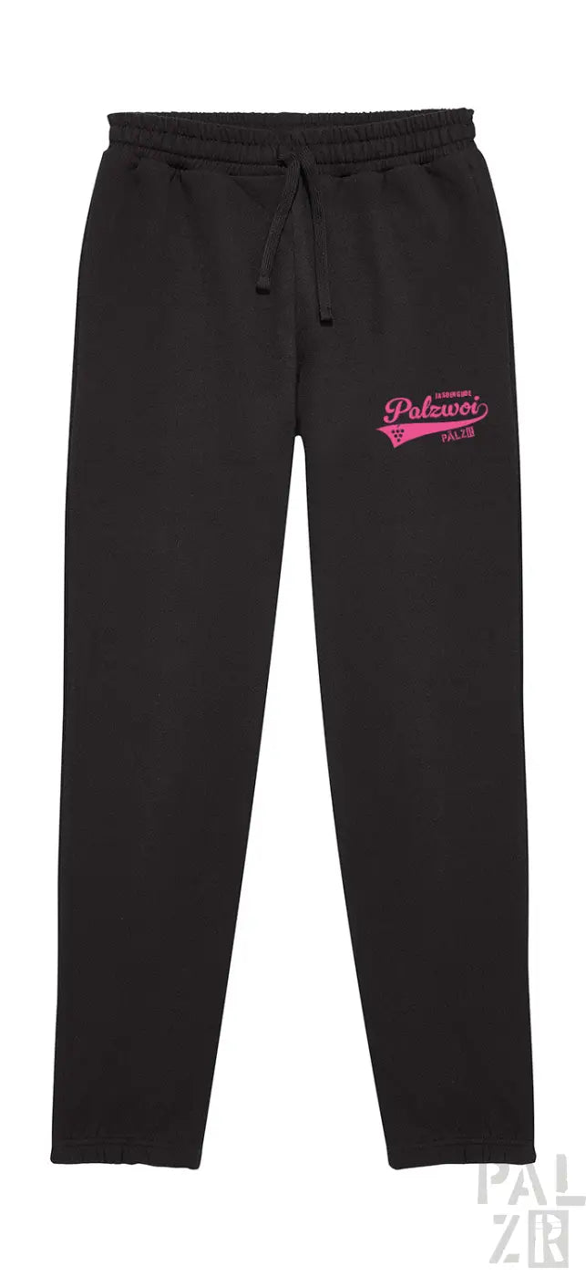 Schwarze Jogginghosen mit pinkem Logo und Kordelbund